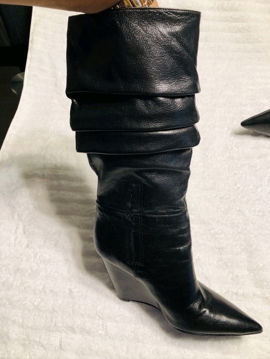 Nine West Shoes - Nine West Black Vernese Genuine Leather Pointy Mid-Calf Boot . Size 9 1/2 M